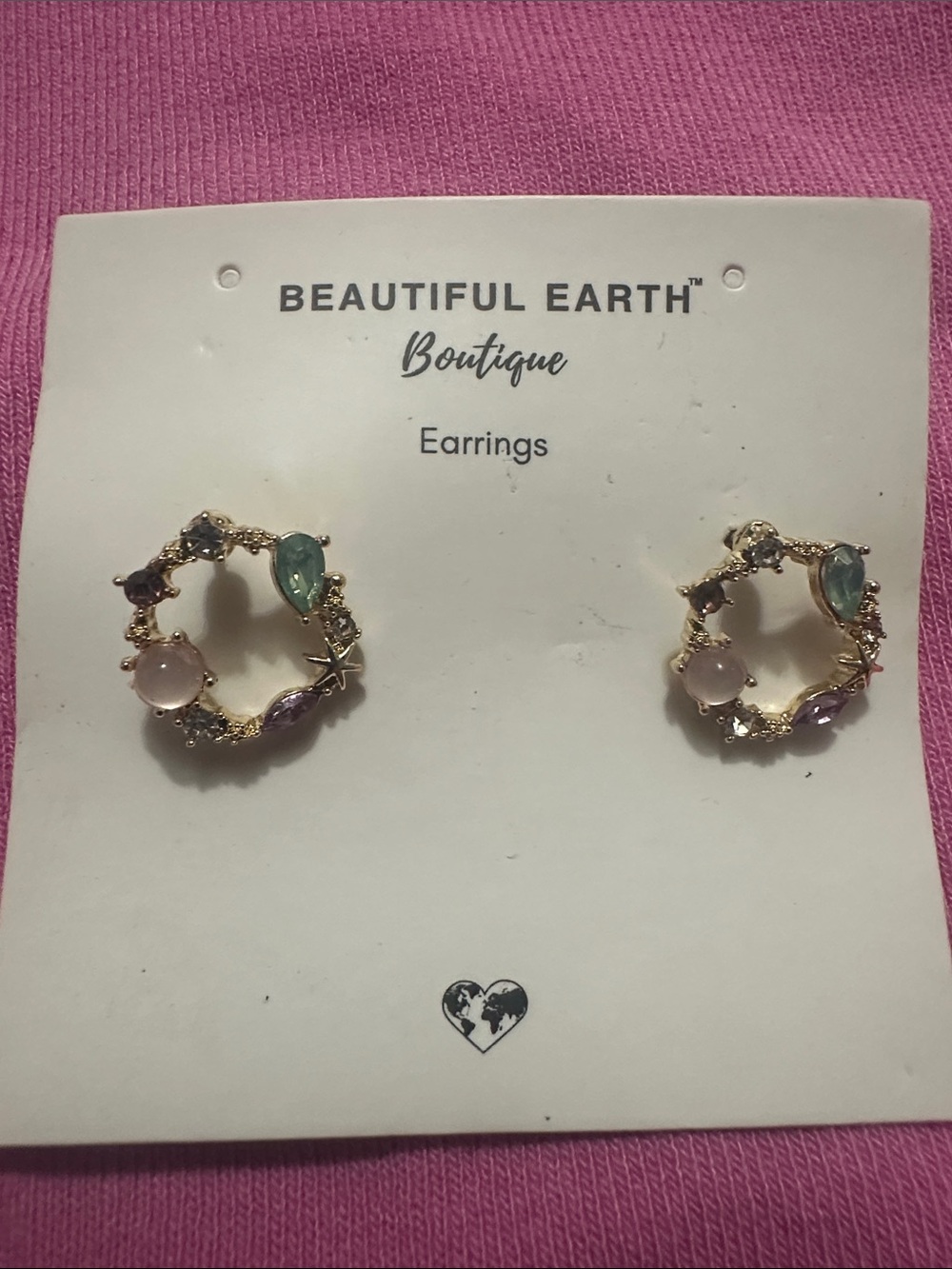 Gold Crystal Hoop Earrings - Multicolor